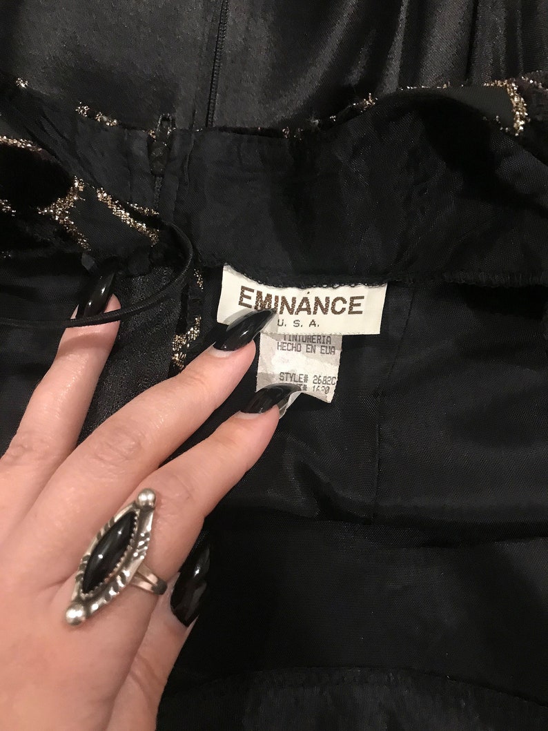 vintage black spaghetti strap evening dress by eminance vintage 90s black party dress size small
