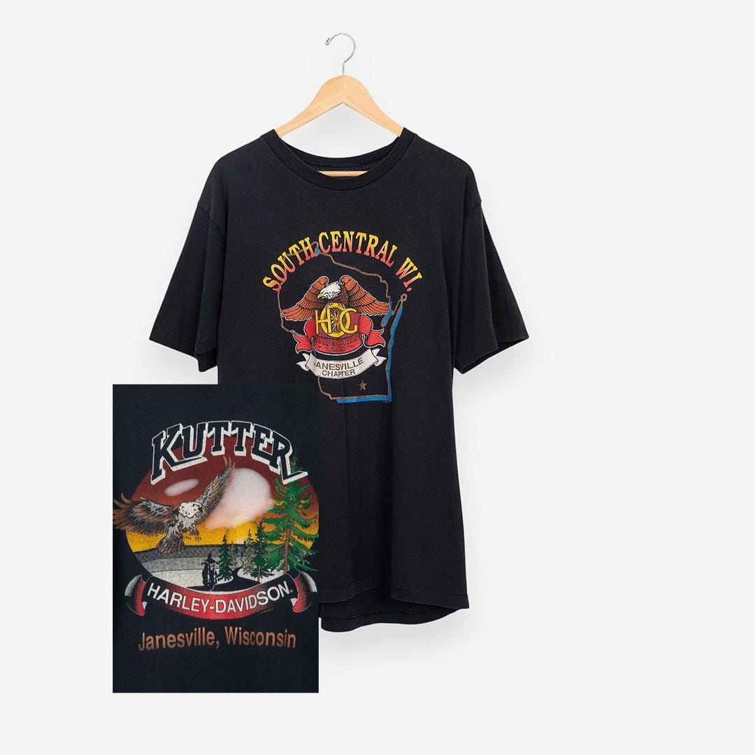 ヴィンテージ90年代ハーレーダビッドソンイーグルTシャツ：シングル