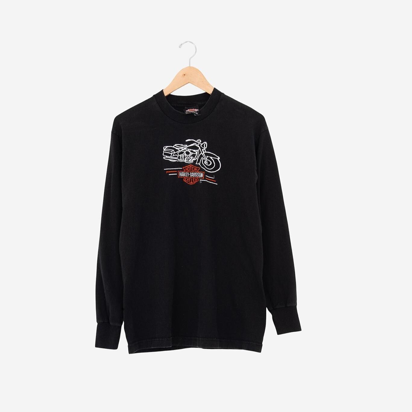 Vintage 90s Black Harley Davidson Germany Embroidered Long Sleeve