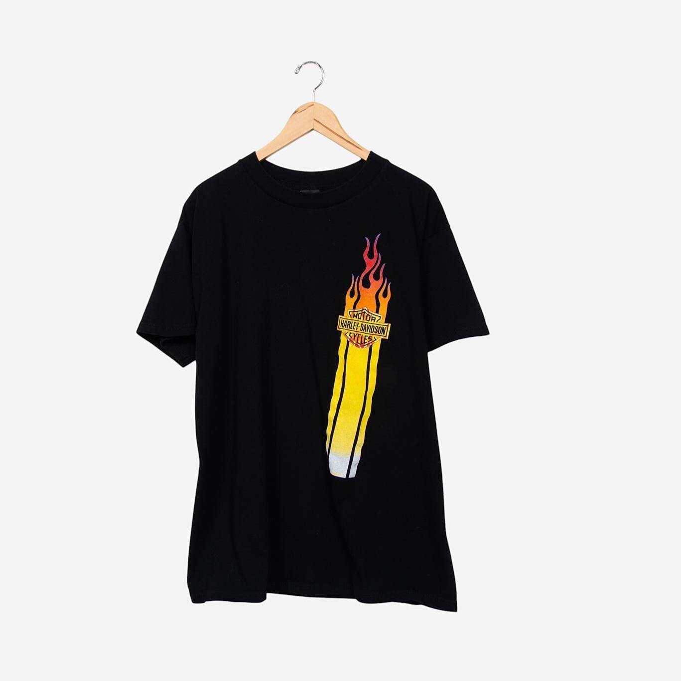 トップス vintage Harley-Davidson flame design tee Vintage 90s Black Harley Davidson Flame T-shirt Size Xl - Etsy