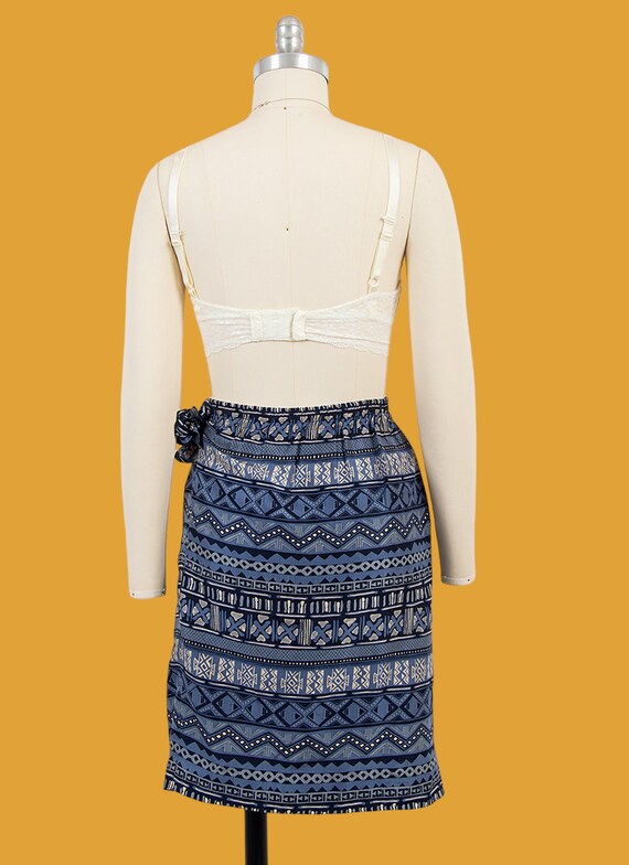 vintage 90s tribal print bohemian silk wrap skirt… - image 6