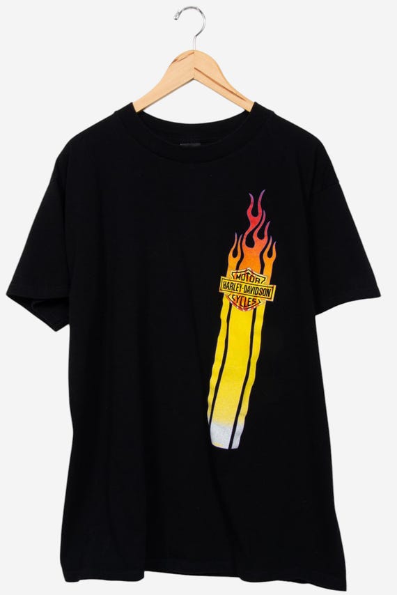 トップス vintage Harley-Davidson flame design tee Vintage 90s Black Harley Davidson Flame T-shirt Size Xl - Etsy