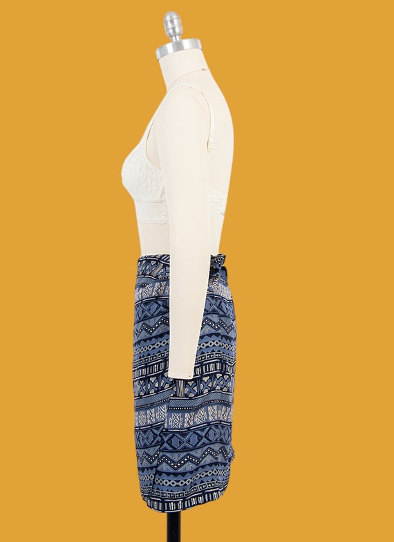 vintage 90s tribal print bohemian silk wrap skirt… - image 5