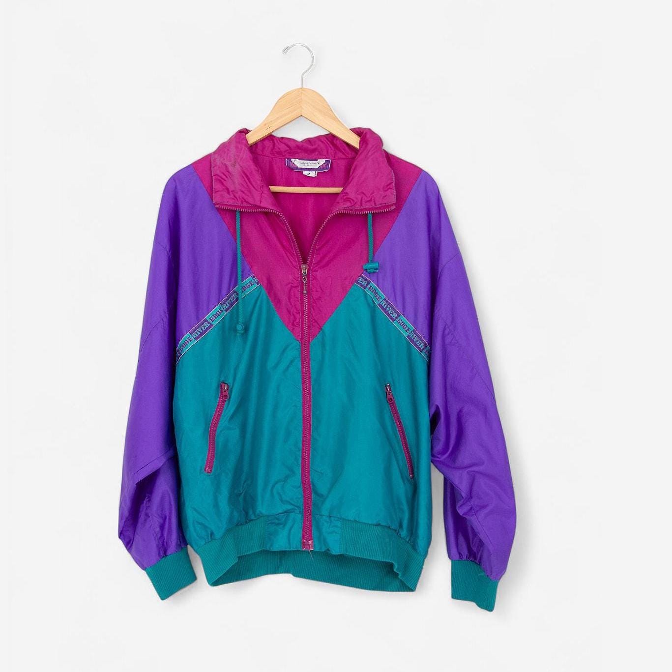 90年代のヴィンテージカラーブロックリバーエッジジップアップウィンド