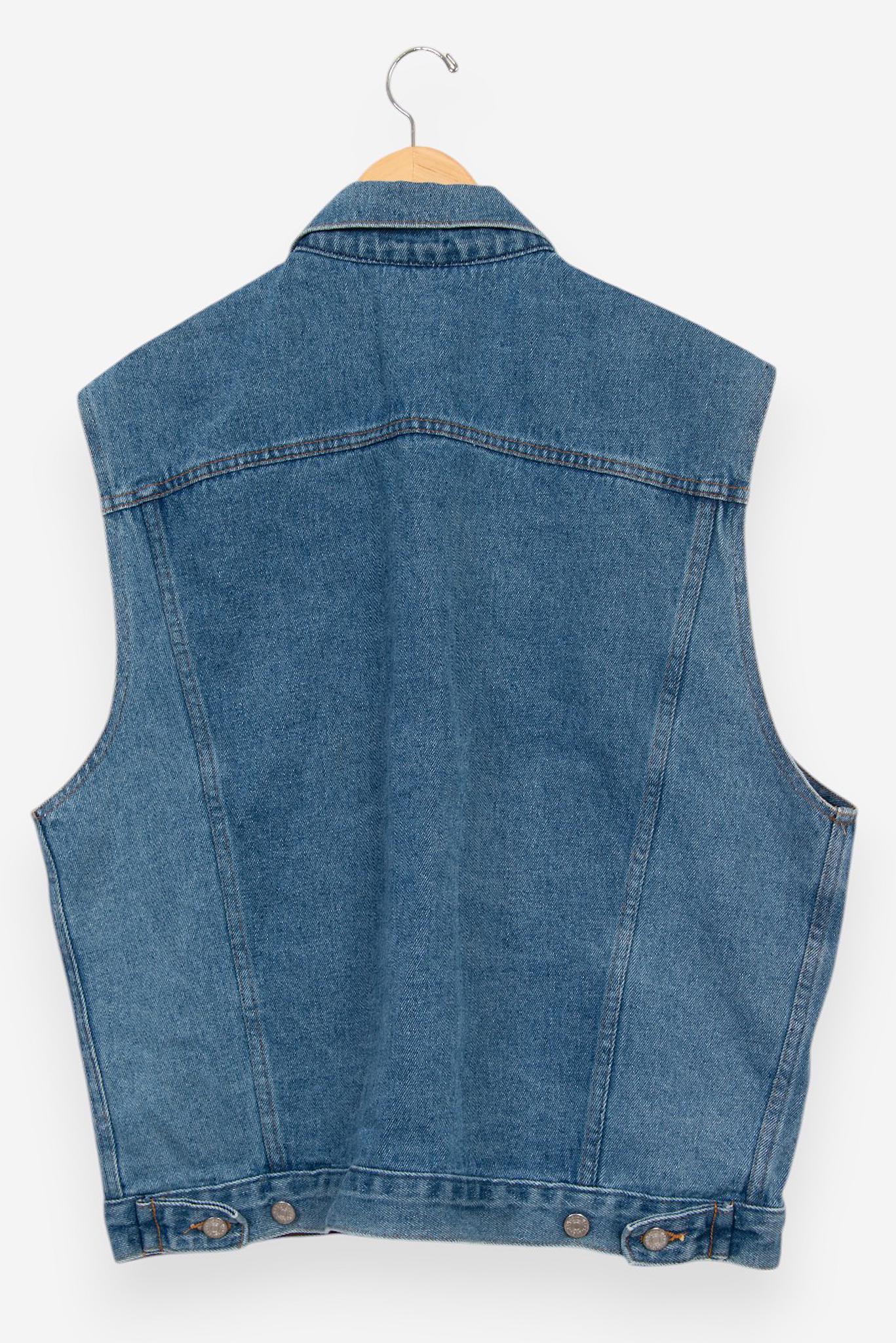 Vintage 90s Denim Jean ISUZU Embroidered Button Down Vest
