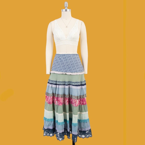 vintage 90s PLUS SIZE tiered bohemian festival hippie spring summer broomstick skirt size xl