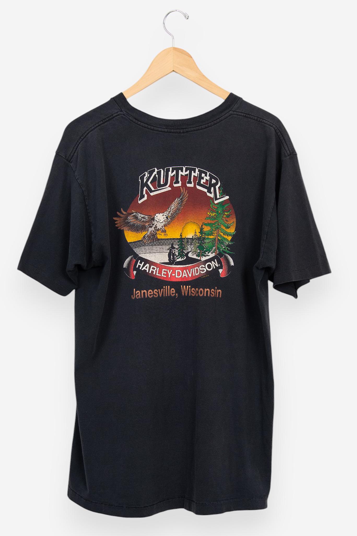 ヴィンテージ90年代ハーレーダビッドソンイーグルTシャツ：シングル
