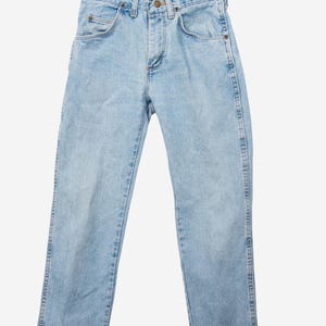 vintage 90s red label light blue denim wrangler jeans 28" waist image 2