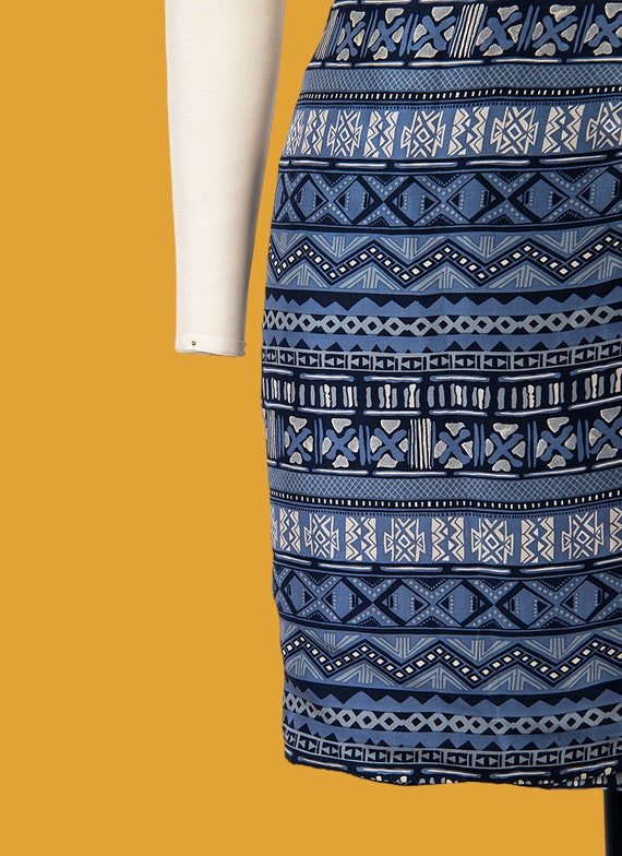 vintage 90s tribal print bohemian silk wrap skirt… - image 4