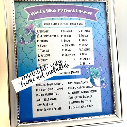 Mermaid Name Game What is Your Mermaid Name Printable Game - Etsy