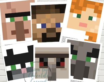 Mine Game Mask Printable "Village Set"