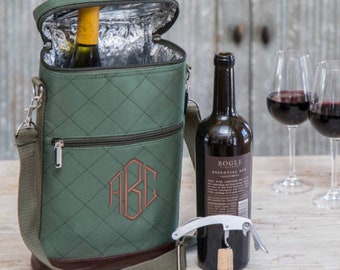 monogrammed insulated wine tote