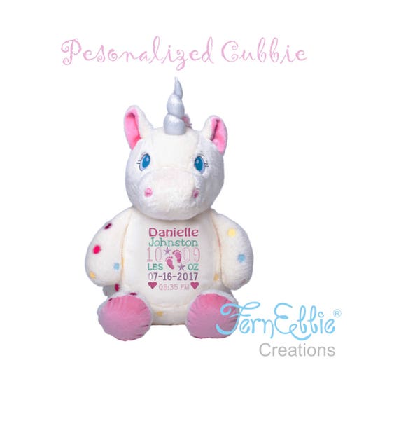 UNICORN Personalized Cubbies, Stuffed Animal Gift, Birth Announcement, Monogrammed Gift, Christmas Gift, Personalized Teddybear* Plush Toys*