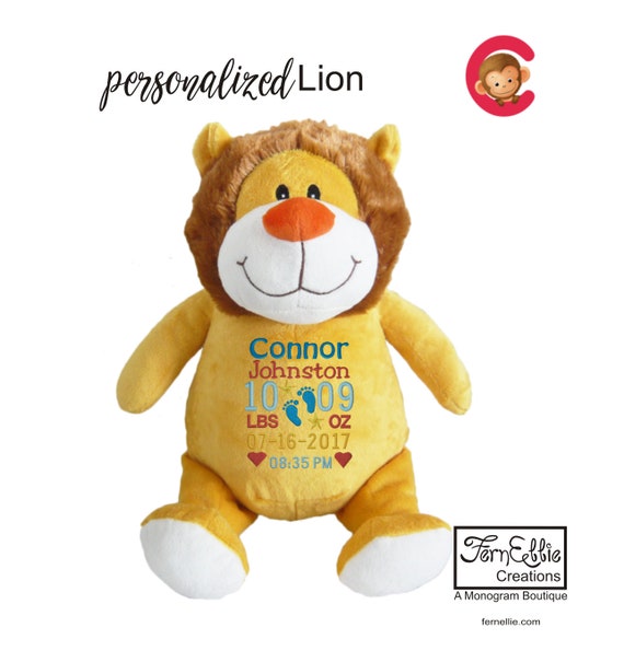 Mr. LION Personalized Cubbies, Stuffed Animal Gift, Birth Stats, Monogrammed Gift, Personalized Teddybear* Plush Toys*