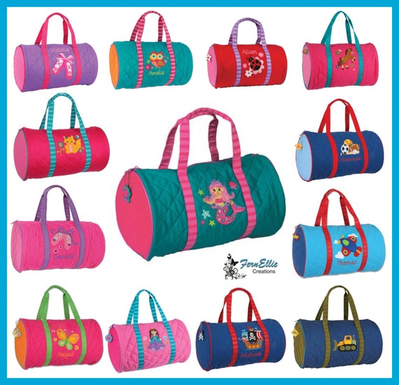 Stephen Joseph Quilted Duffel Bag, Children's Personalized Duffel Bag, Princess, Sports, Owl, Pirate, Butterfly, Airplane, Mermaid.