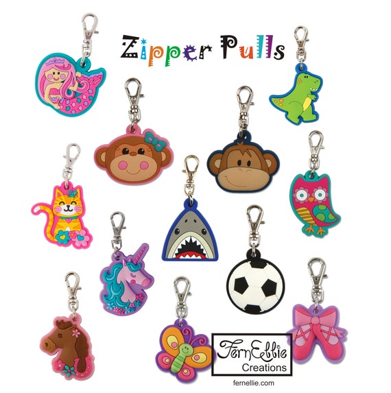 FREE Shipping **US Only** Stephen Joseph Zipper Pulls/Keychain Charm/Backpack Charm, Mermaid/Butterfly/Dino/Monkey/Laidybug/Unicorn/Horse.