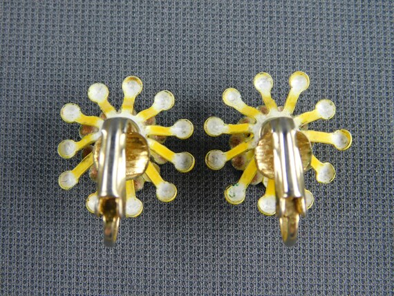 Stylized Daffodil Buttercup Floral Clip On Earrin… - image 3