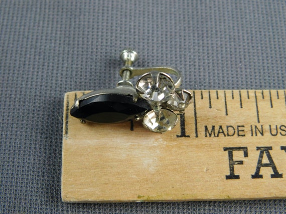 Great Pair of Clear and Black Rhinestone Screw Ba… - image 4