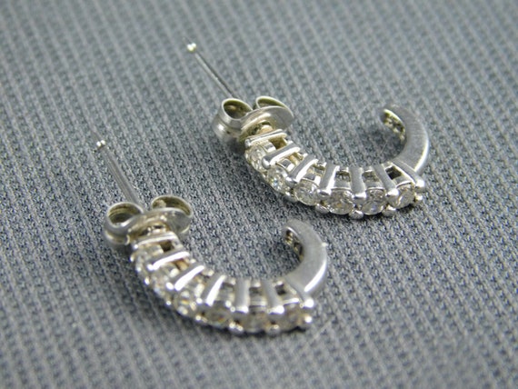 Sterling Silver & CZ Cubic Zirconia Earrings Pier… - image 2