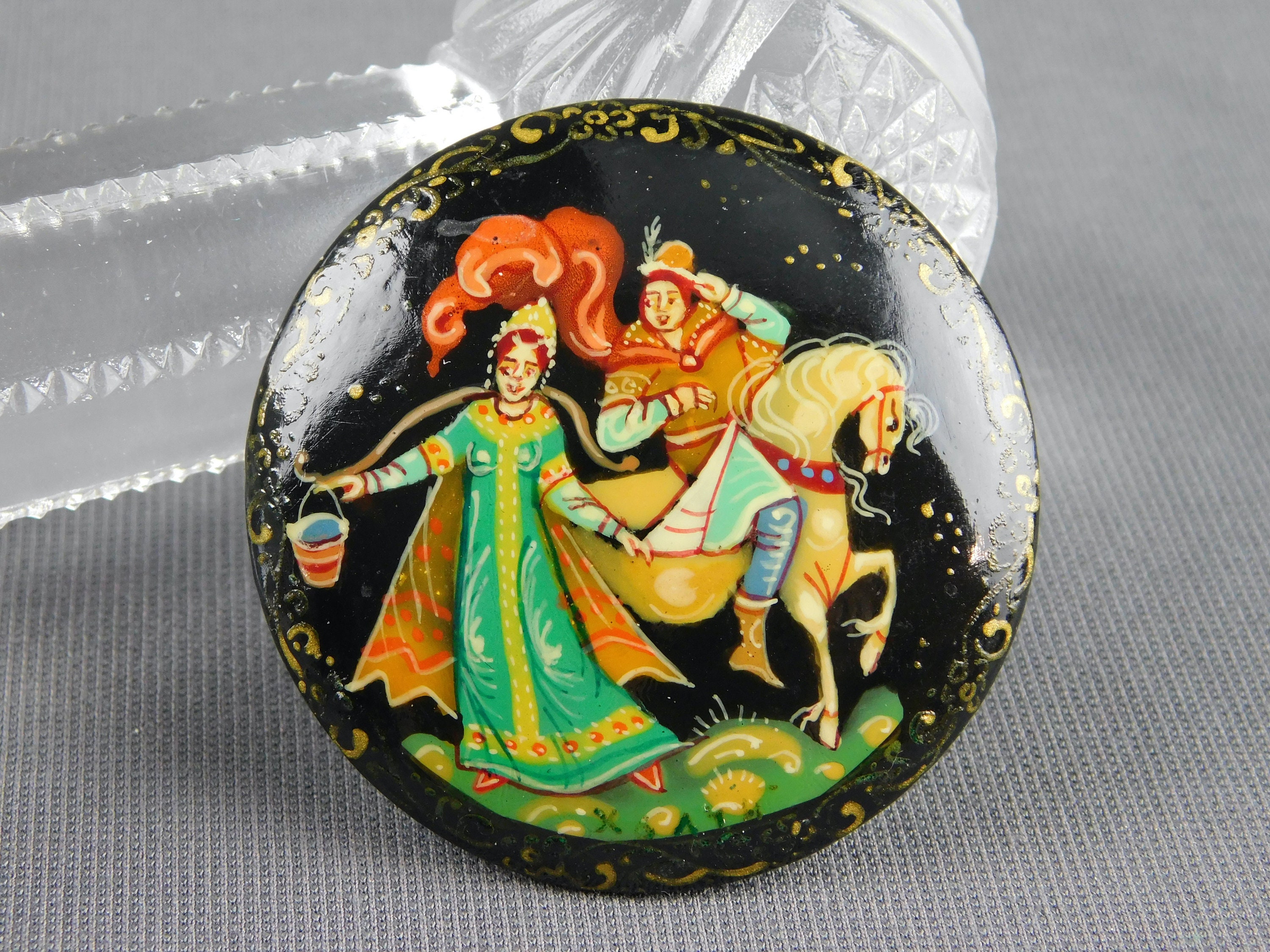 Russian hand painted brooch deals