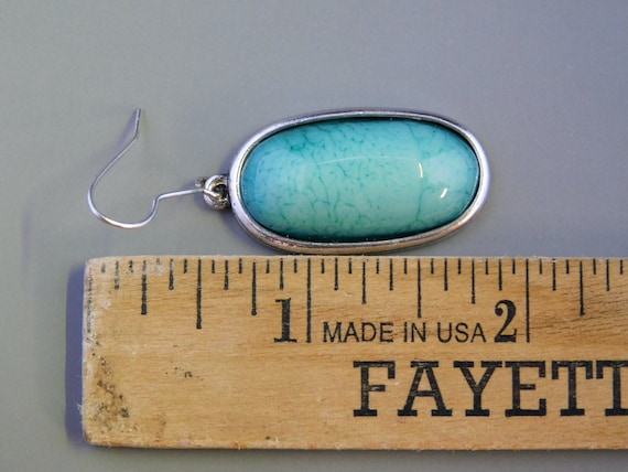 Silver Tone and Faux Turquoise Pierced Wire Earri… - image 5