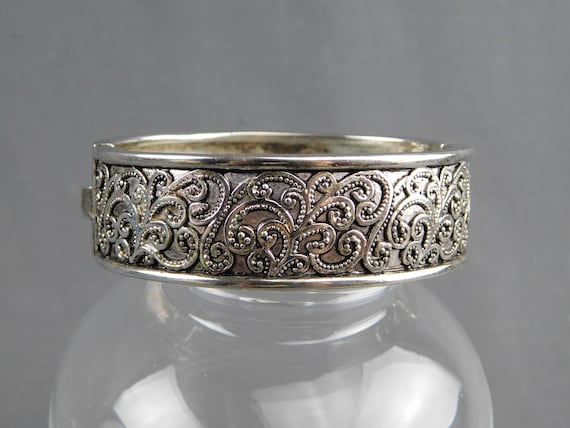 Napier Signed Designer Hinged Cuff Bracelet Vintage Silver Etsy