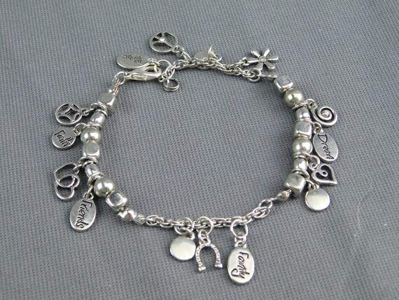 Sterling Silver Double Link Charm Bracelet Cross,… - image 2