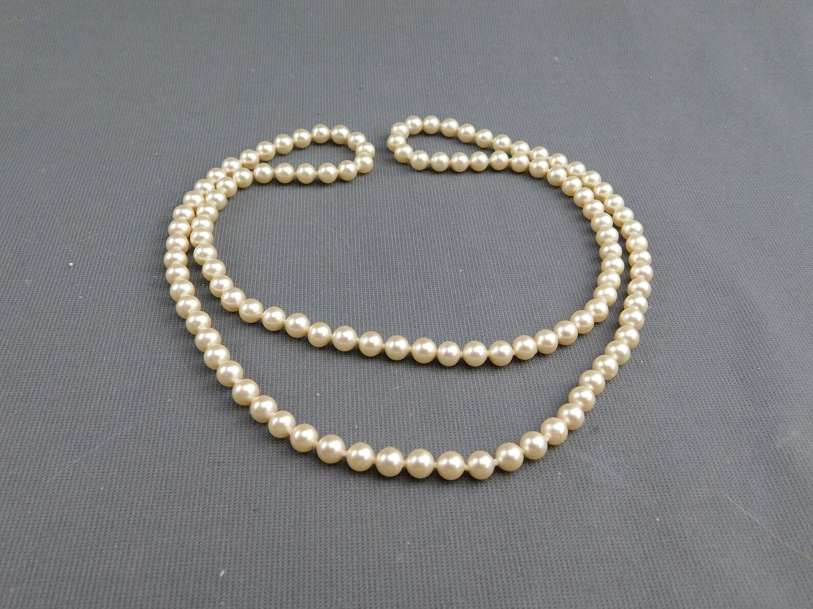 Faux Pearl Endless Necklace Off White No Clasp OvertheHead Etsy