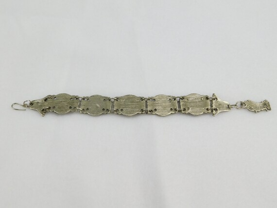 Egyptian Revival Bracelet Silver Tone Faux Turquo… - image 6