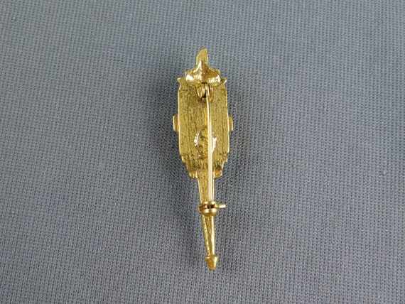 Signed Goldette Lantern Pin Brooch Gold Tone and … - image 3