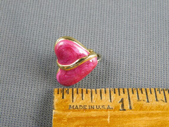 Heart Shape Marbled Pink Enamel Clip On Heart Sha… - image 4