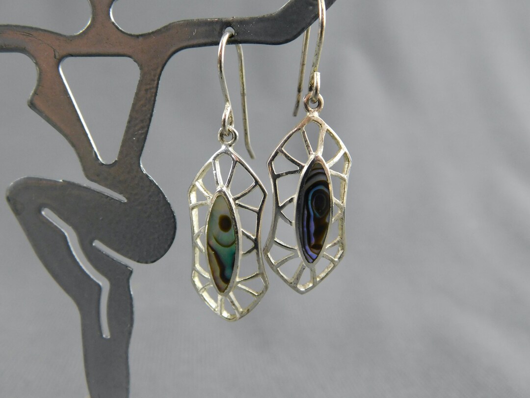 Sterling Silver and Abalone Shell Mother of Pearl Filigree Pierced ...