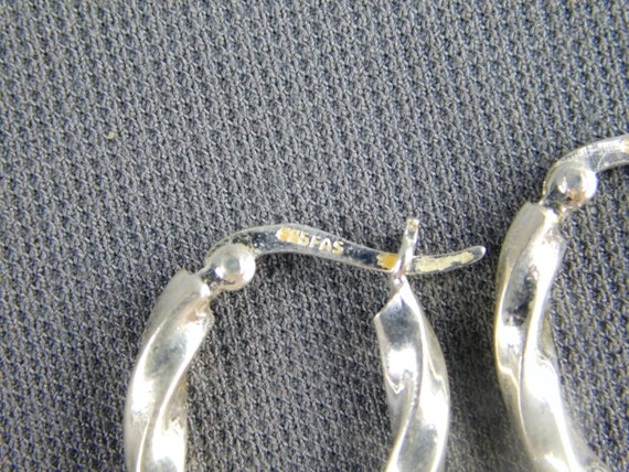 Sterling Silver Twisted Hoop Pierced Earrings Vin… - image 3