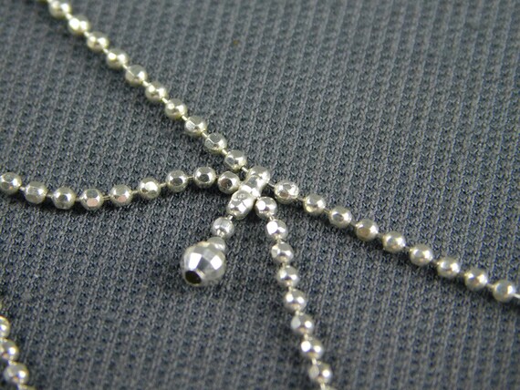 Sterling Silver Diamond Cut Ball Necklace Draped … - image 3