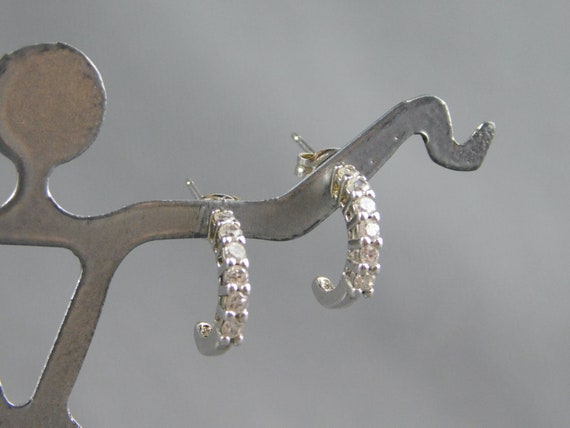 Sterling Silver & CZ Cubic Zirconia Earrings Pier… - image 1
