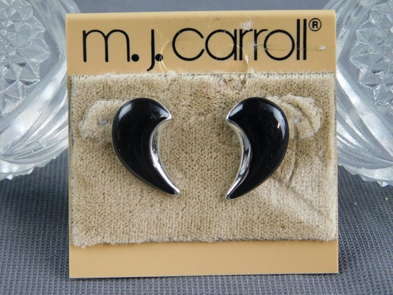 NOS M.J. Carroll Pierced Swish Earrings Pierced B… - image 1