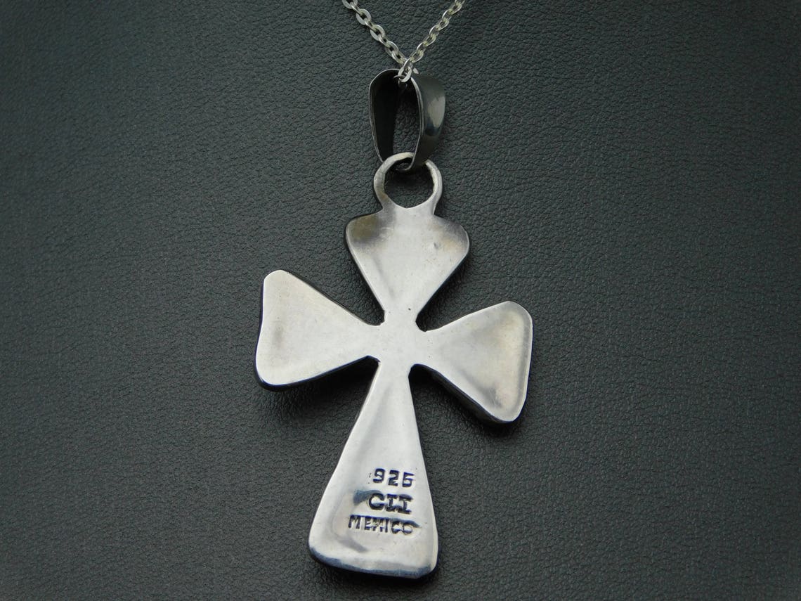 Vintage Mexican Sterling Silver Cross Pendant With Amethyst - Etsy