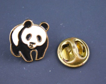 Enameled Panda Bear Pin Back Lapel Pin 5/8" Long by 1/2" Wide - Asian, Hat, Wild Life, Clutch Back