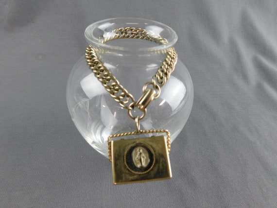 Light Gold Tone Mother Mary Pill Box Charm Bracel… - image 1