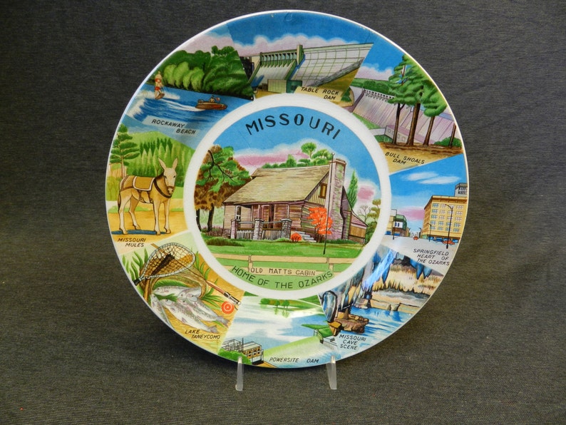 Vintage State Of Missouri Souvenir Plate Table Rock Dam Old Etsy