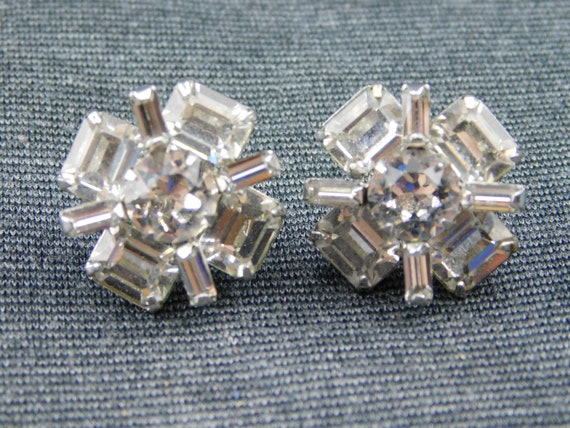 Stunning Vintage Clear Crystal Rhinestone Silver … - image 2
