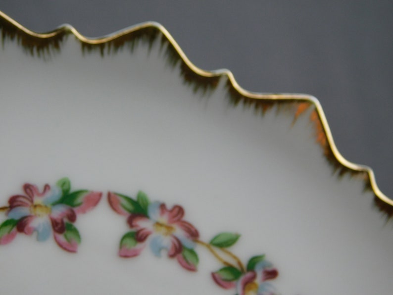 Recipe for Friendship Plate Ceramic Gold Trimmed Vintage Floral Unsigned 7-1/4 Diameter Unmarked, Poem, Gift, Souvenir,Sweet, Scalloped image 3