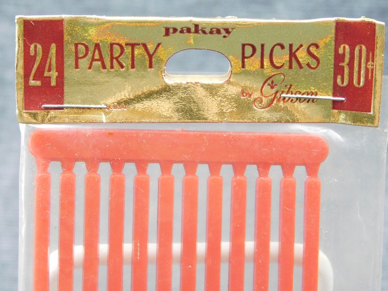 Vintage Retro Pakay Party Picks by Gibson-Red-Hor d'Oeuvres-Canapes-Cherries-Olives-Serving-Party-Collectible-New Old Stock-Packaging image 3