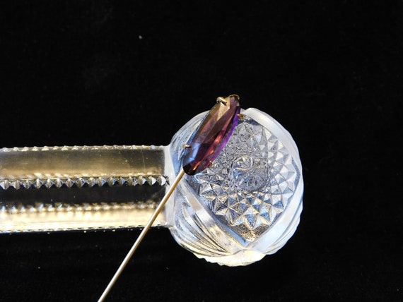 Art Deco Purple Glass Stick Pin