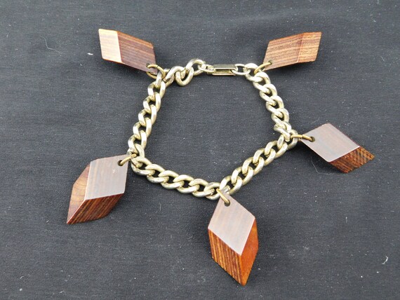 Mid Century Modern 3 Dimensional Wooden Cube Gold… - image 2