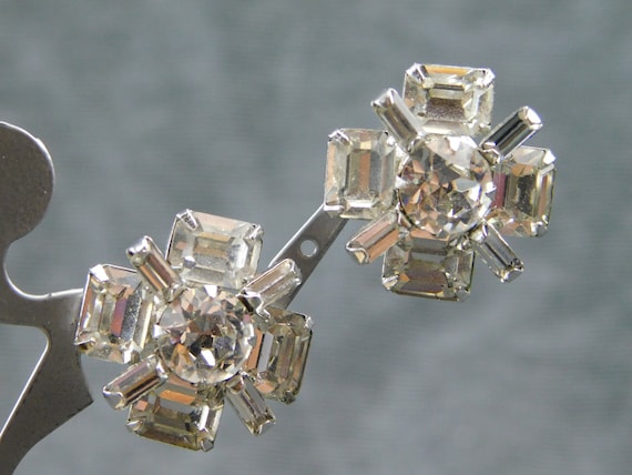 Stunning Vintage Clear Crystal Rhinestone Silver … - image 1
