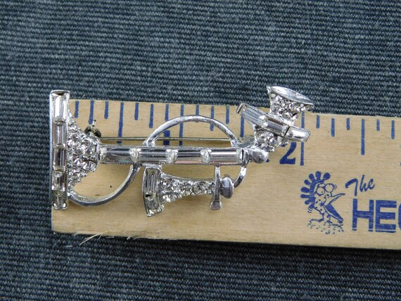 Stick Phone Brooch / Pin Antique Telephone Silver… - image 3