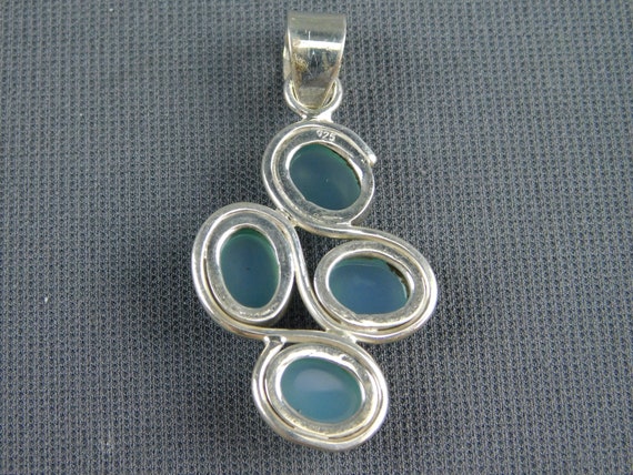 Green Prehnite and Sterling Silver Pendant Vintag… - image 4