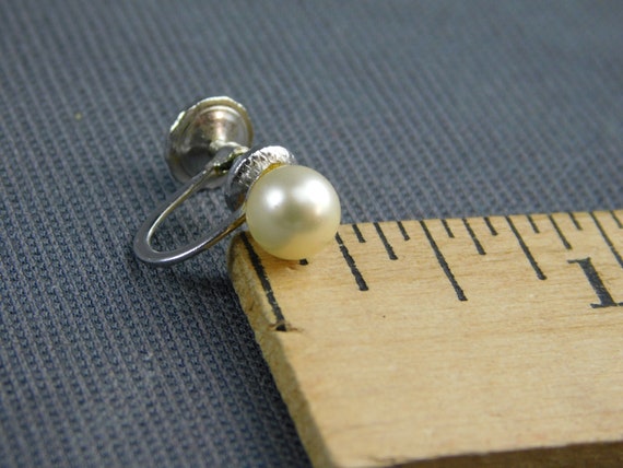 Petite Dainty Faux Pearl Screw Back Earrings Desi… - image 4