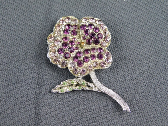 Superior Quality Silver Tone Floral Brooch Pin Pu… - image 2
